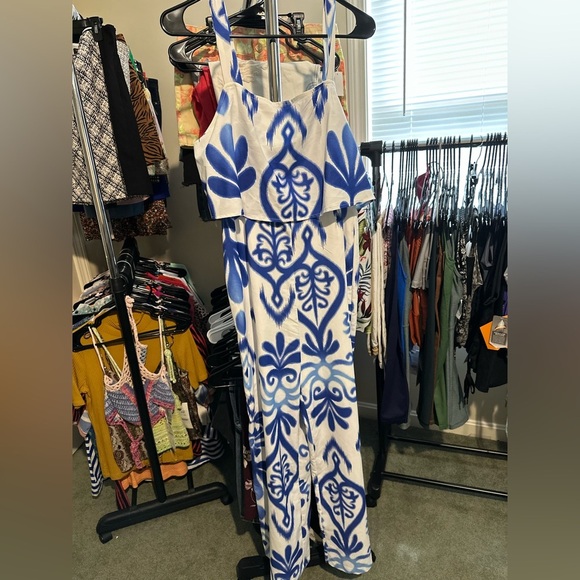 Cupshe Blue and White Floral Maxi Dress - Picture 1 of 7